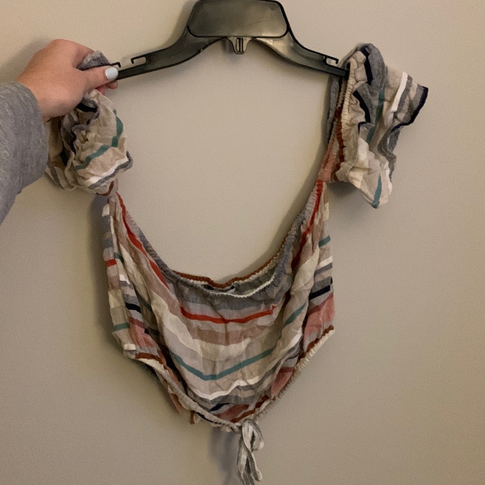 American Eagle Outfitters-Striped Off The Shoulder Shirt